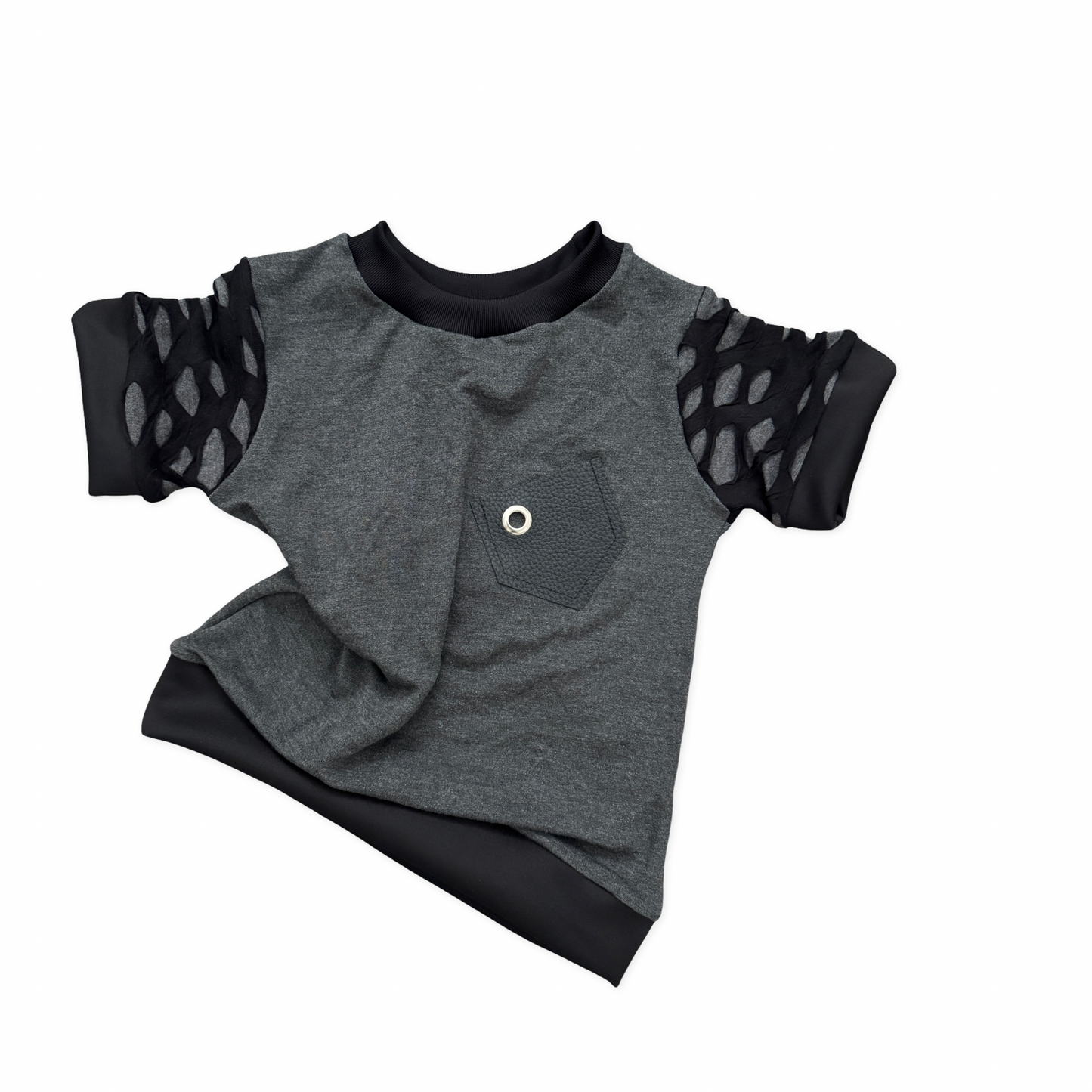 L-MR.O DISTRESSED SLEEVES SHIRT