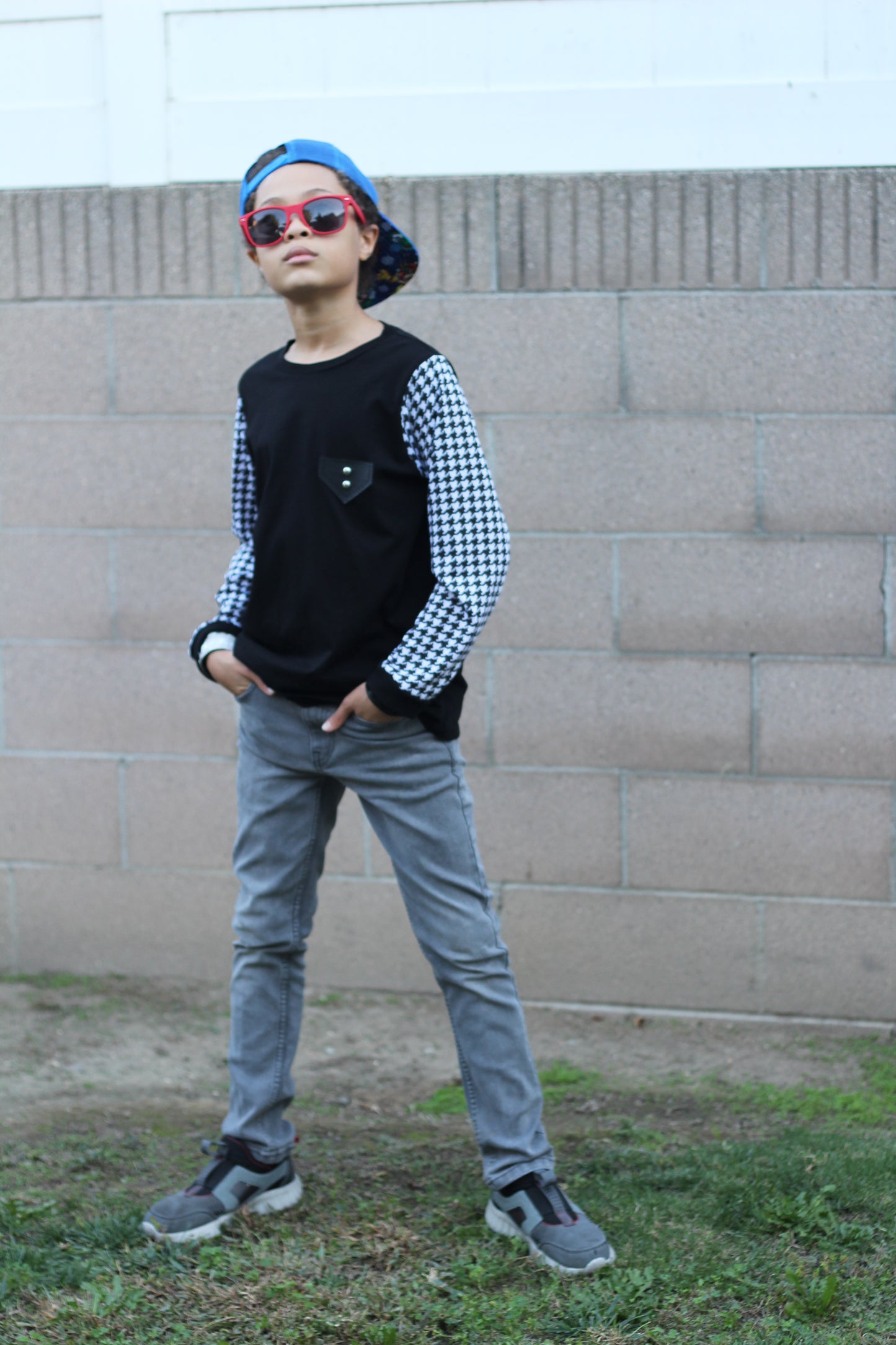 B-MR.O BLACK HOUNDSTOOTH SHIRT