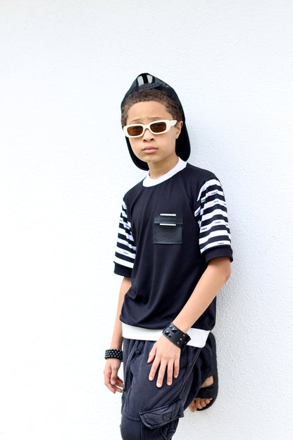 U-MR.O CLASSIC LOGO STRIPE SLEEVES SHIRT