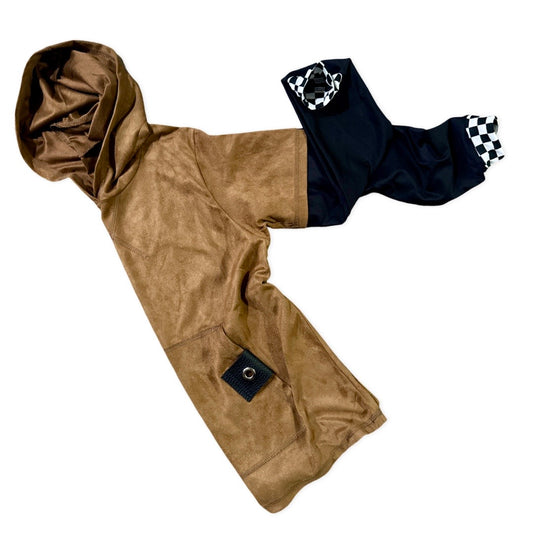 E-MR.O FALL SUEDE HOODIE (Short or Long Sleeves)