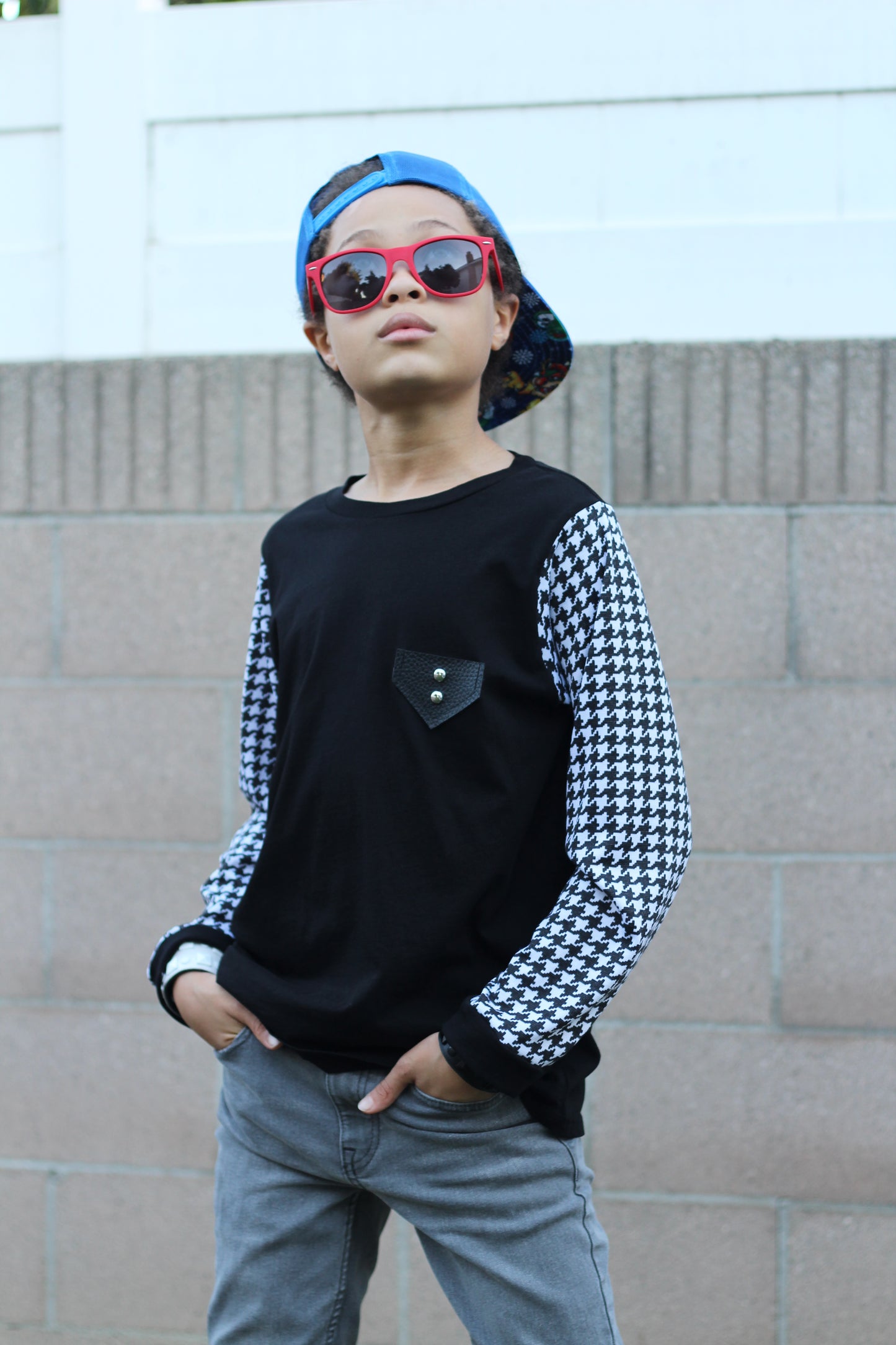 B-MR.O BLACK HOUNDSTOOTH SHIRT